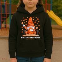 Multiple Sclerosis Awareness Month Orange Ribbon Gnome Kids Hoodie thumb 3