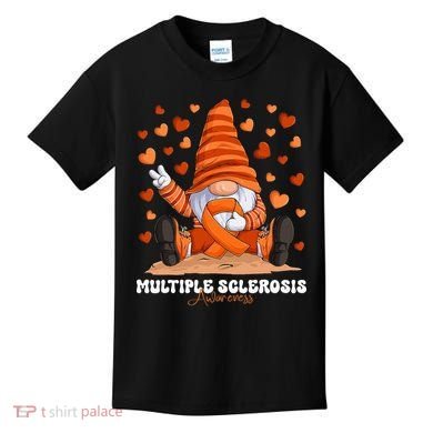 Multiple Sclerosis Awareness Month Orange Ribbon Gnome Kids T-Shirt