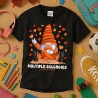 Multiple Sclerosis Awareness Month Orange Ribbon Gnome Kids T-Shirt thumb 3
