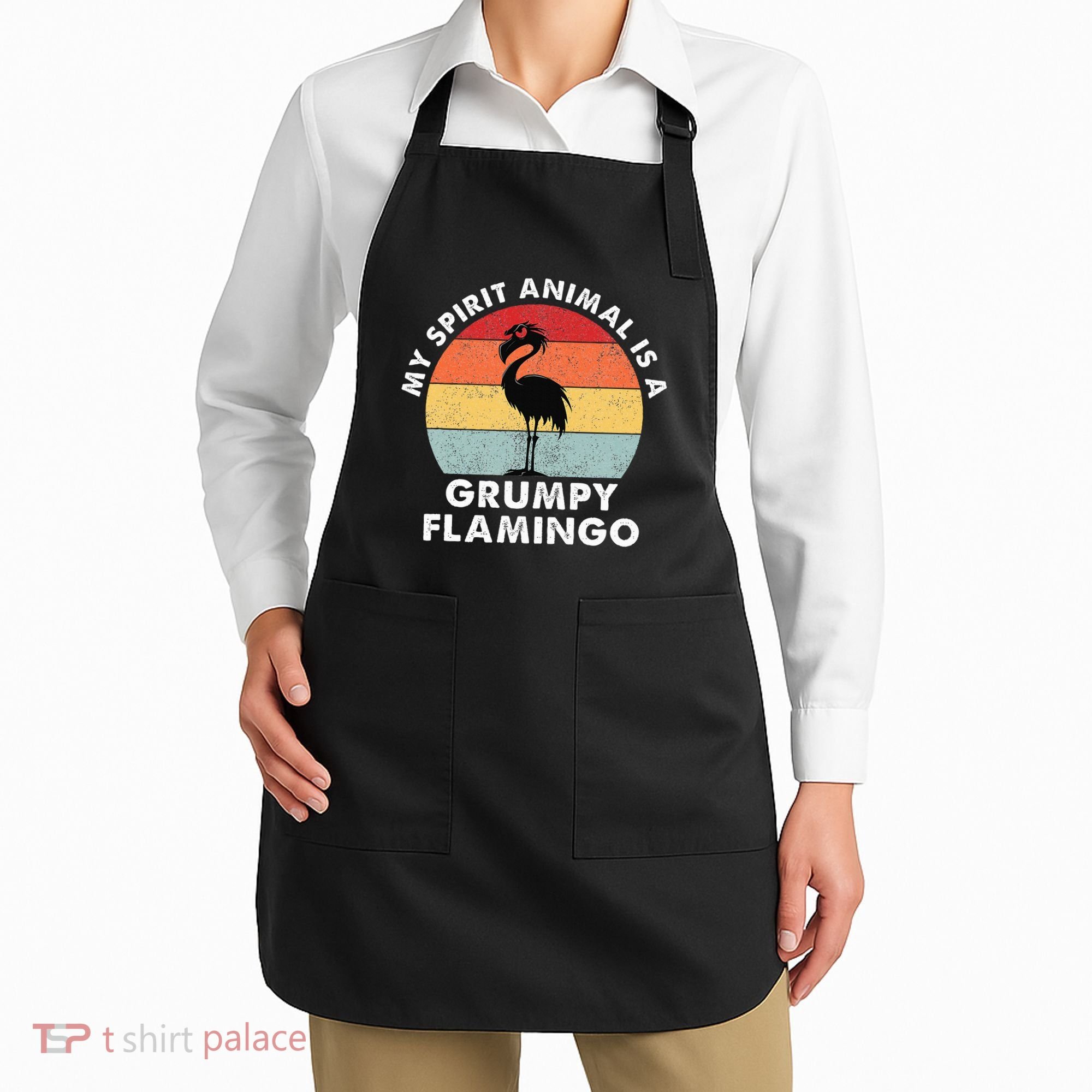 My Spirit Animal Is A Grumpy Flamingo Apron