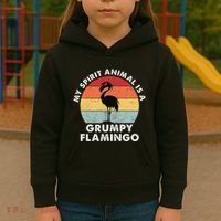 My Spirit Animal Is A Grumpy Flamingo Kids Hoodie thumb 3