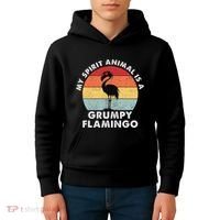 My Spirit Animal Is A Grumpy Flamingo Kids Hoodie thumb 4
