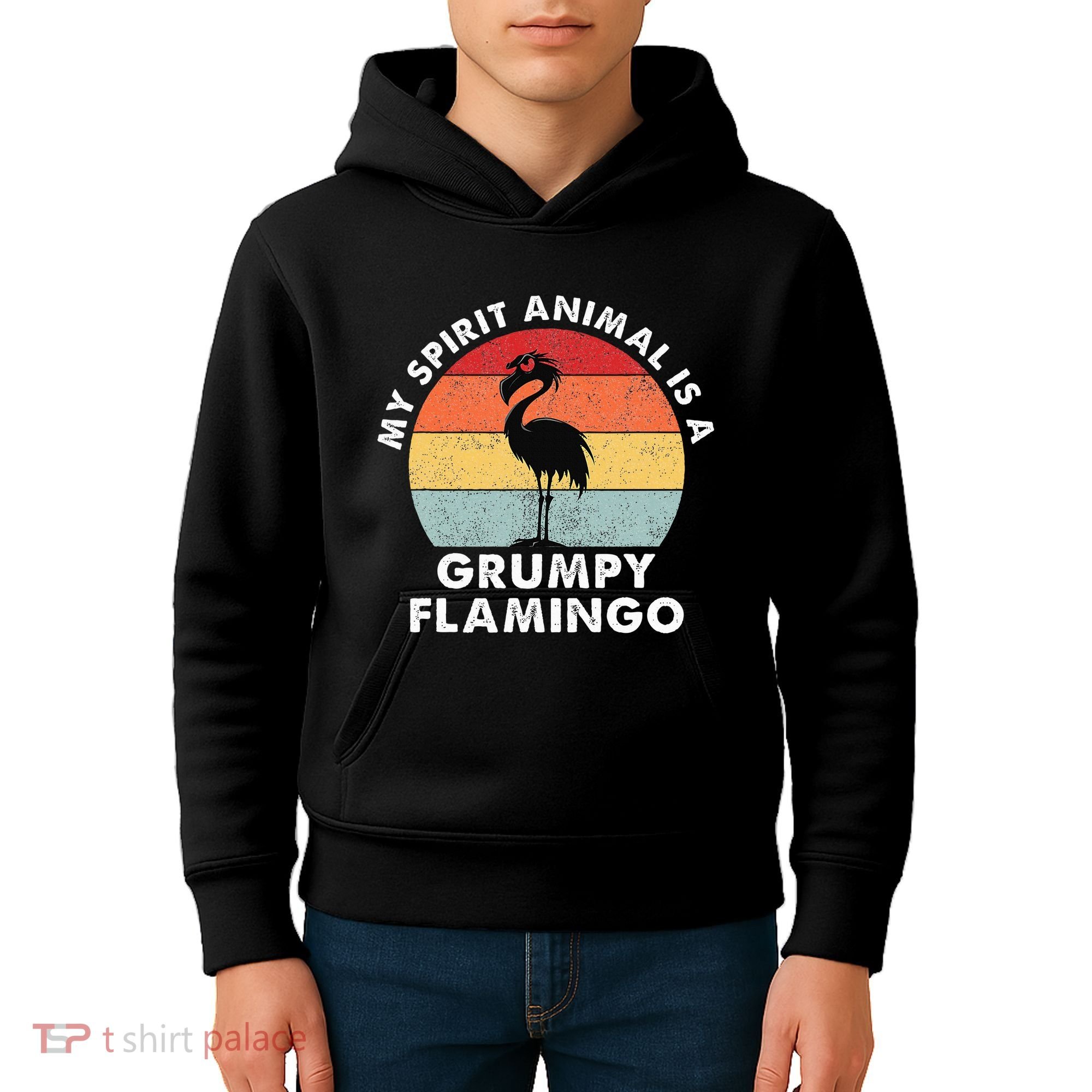 My Spirit Animal Is A Grumpy Flamingo Kids Hoodie