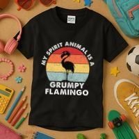 My Spirit Animal Is A Grumpy Flamingo Kids T-Shirt thumb 3
