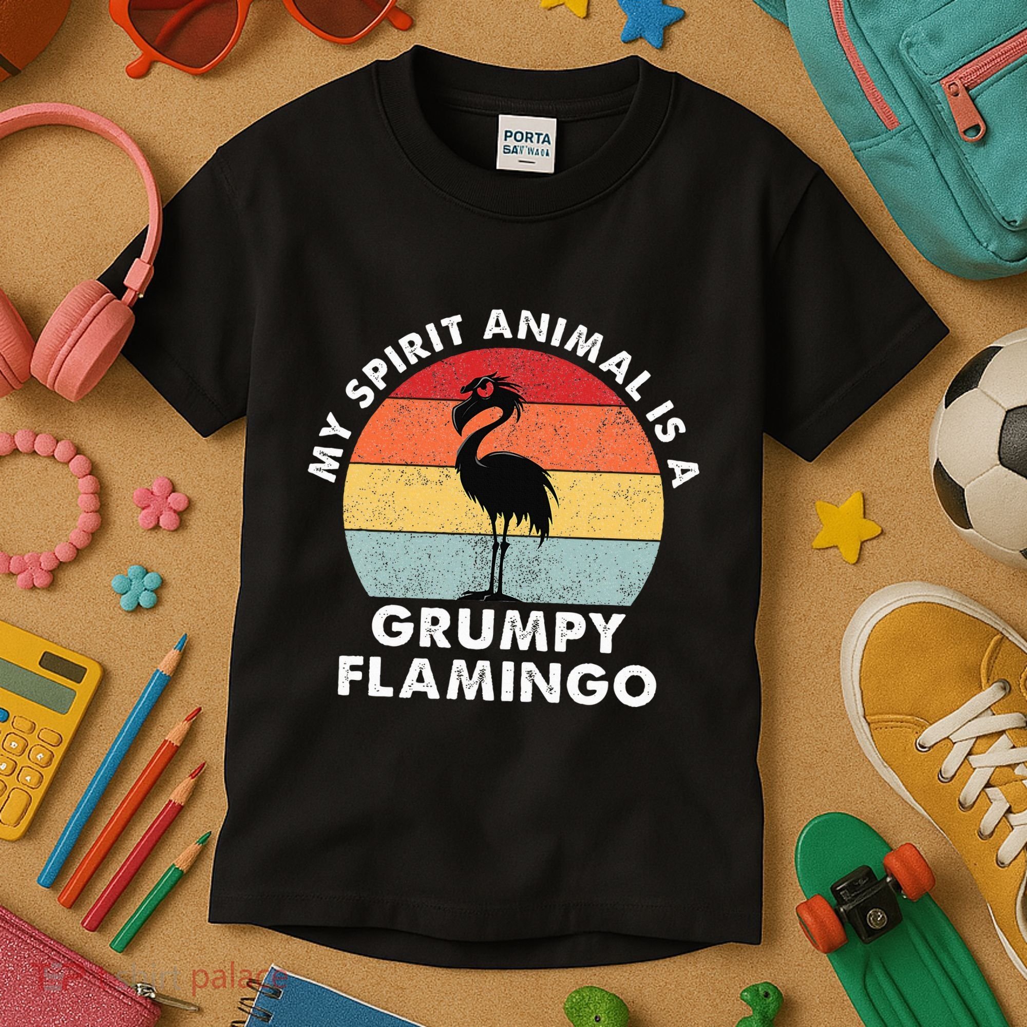 My Spirit Animal Is A Grumpy Flamingo Kids T-Shirt