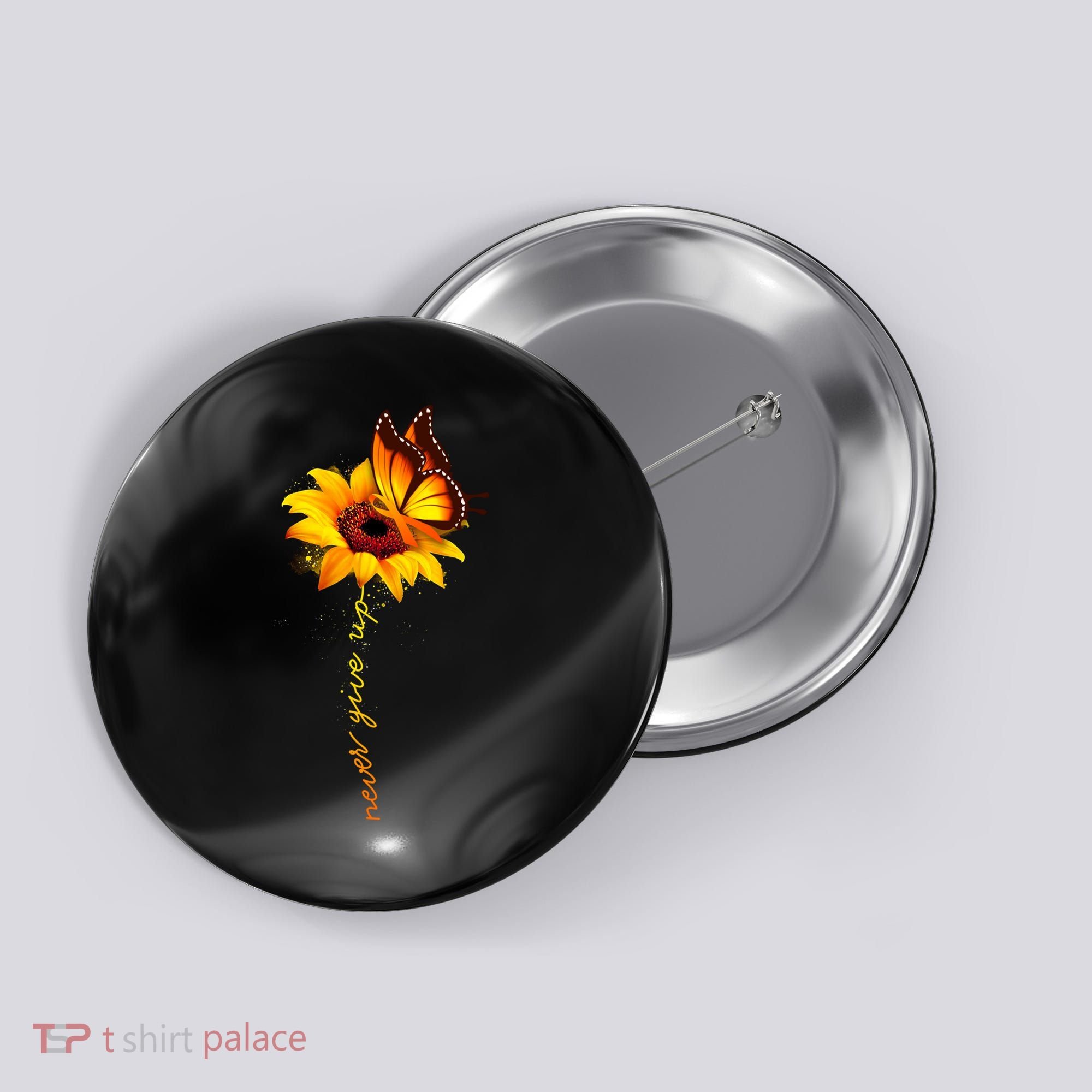 Multiple Sclerosis Awareness Sunflower Butterfly Button