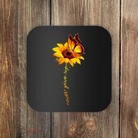 Multiple Sclerosis Awareness Sunflower Butterfly Coaster thumb 0