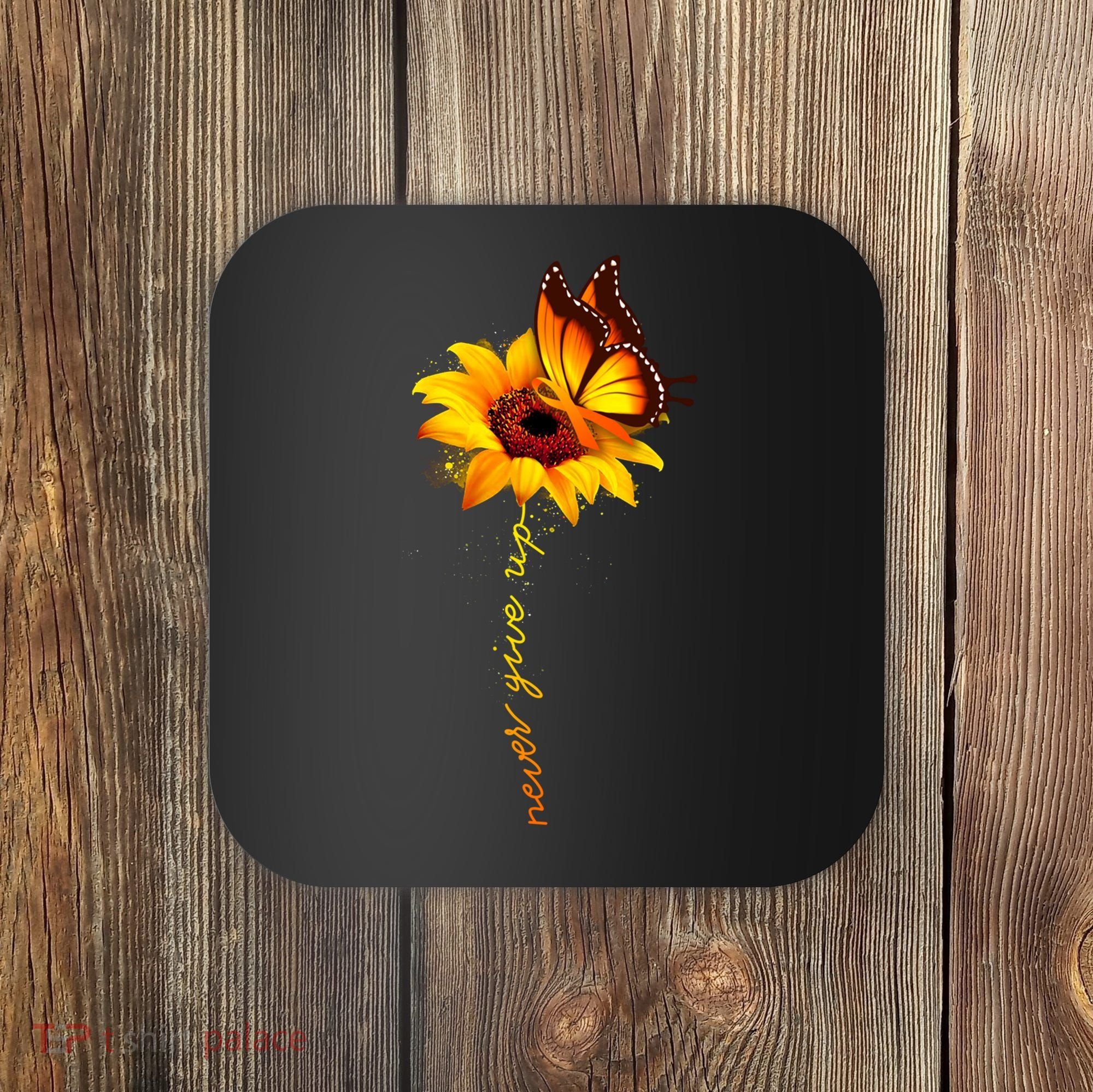 Multiple Sclerosis Awareness Sunflower Butterfly Coaster