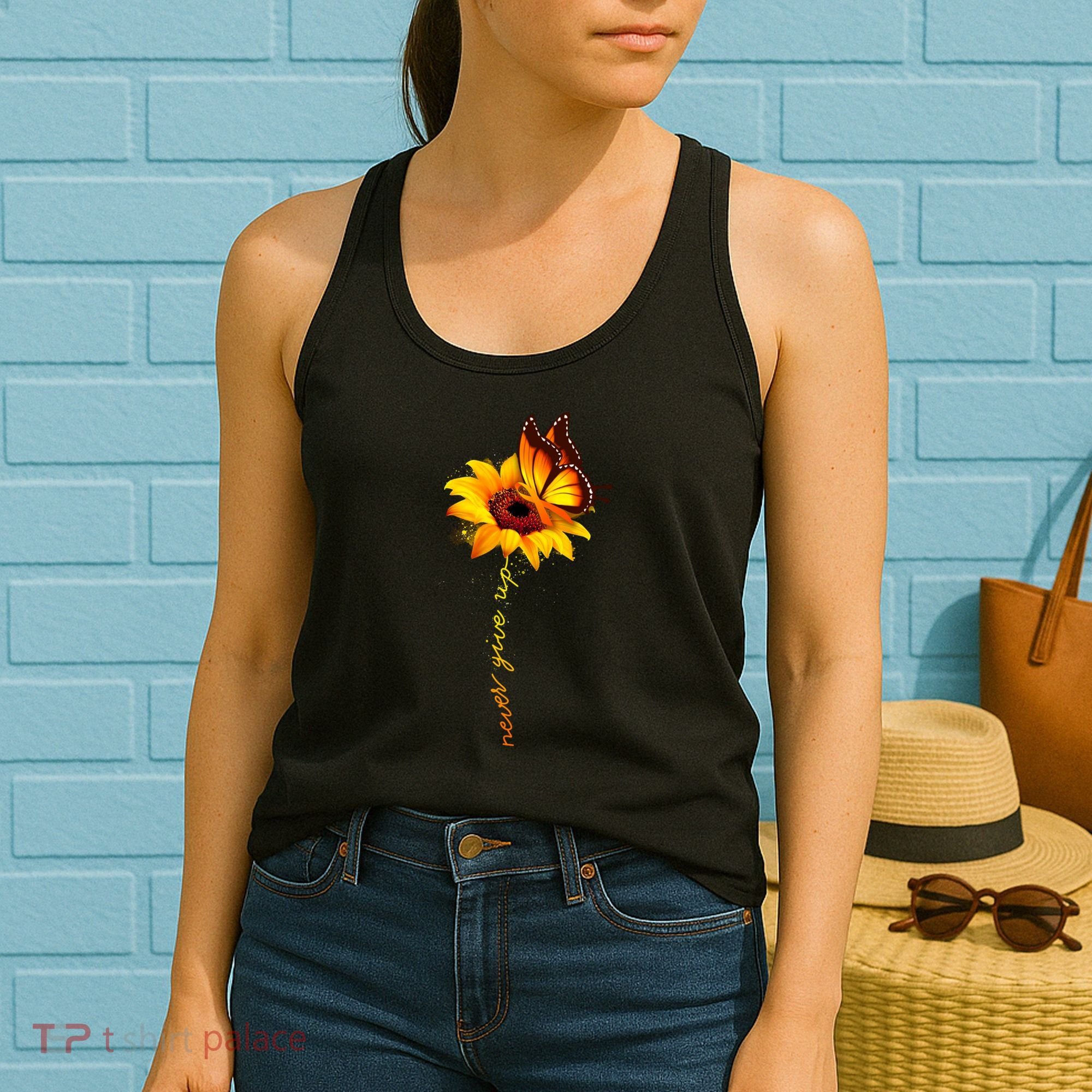 Multiple Sclerosis Awareness Sunflower Butterfly Women's Tank Top