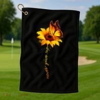 Multiple Sclerosis Awareness Sunflower Butterfly Golf Towel thumb 1