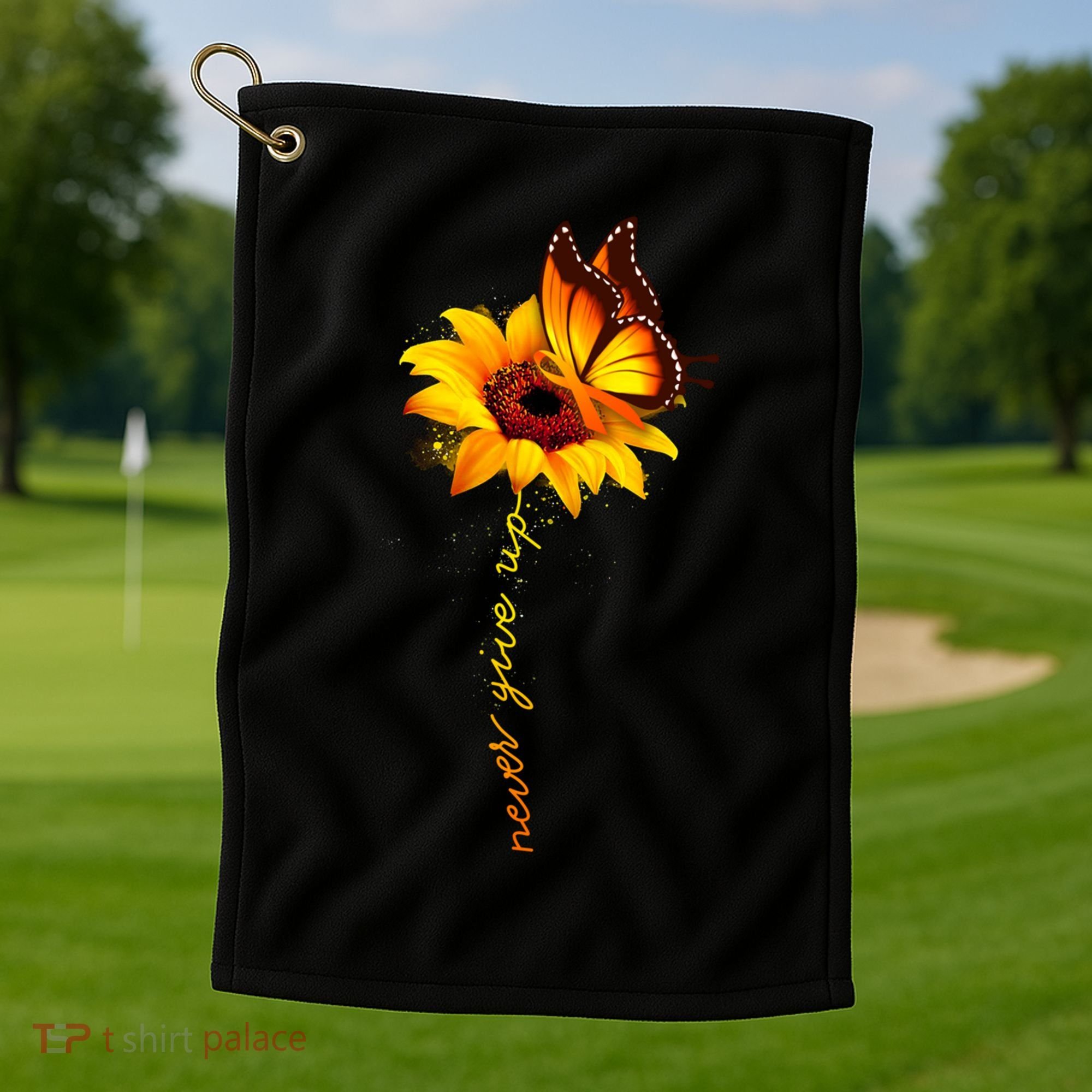 Multiple Sclerosis Awareness Sunflower Butterfly Golf Towel
