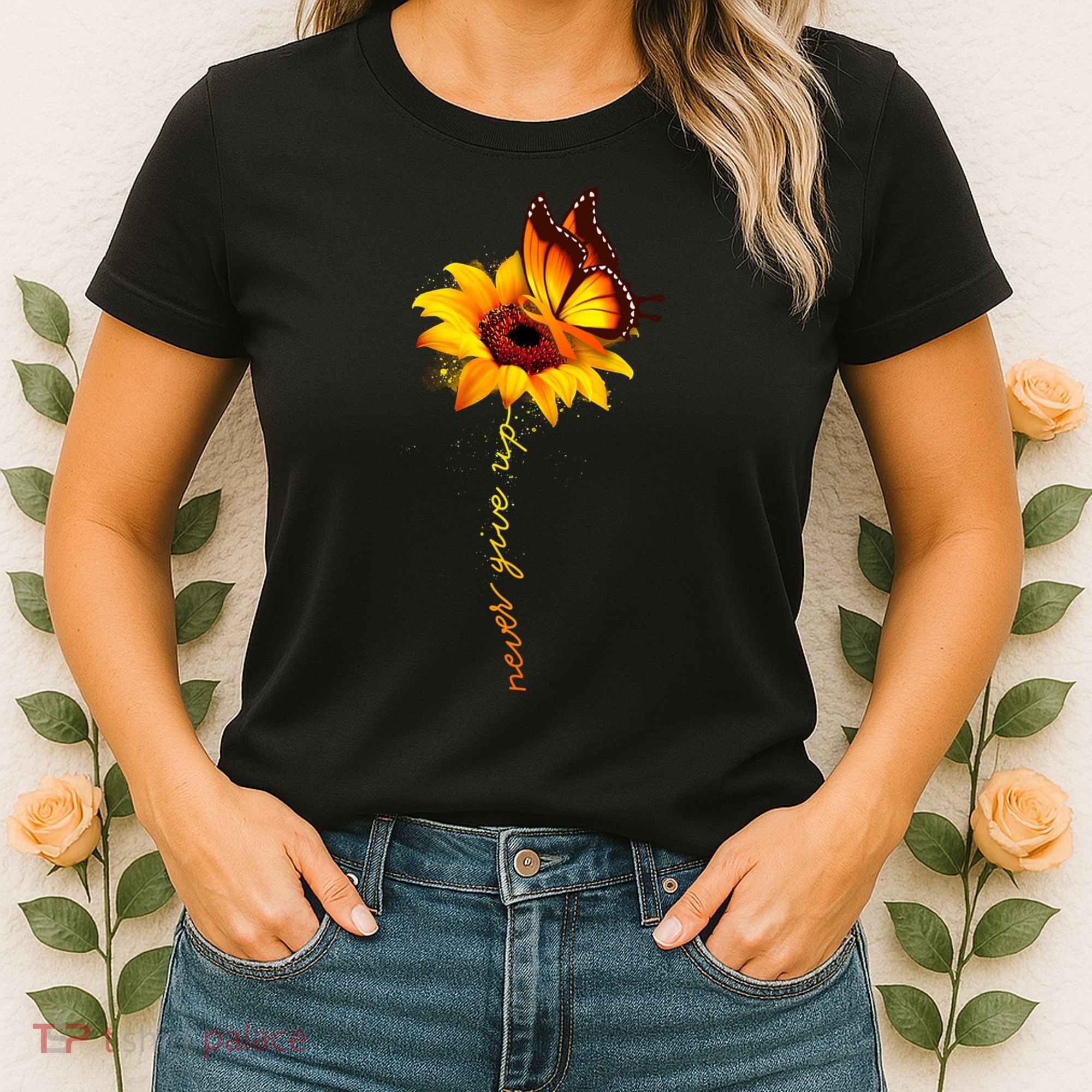 Multiple Sclerosis Awareness Sunflower Butterfly Women's T-Shirt