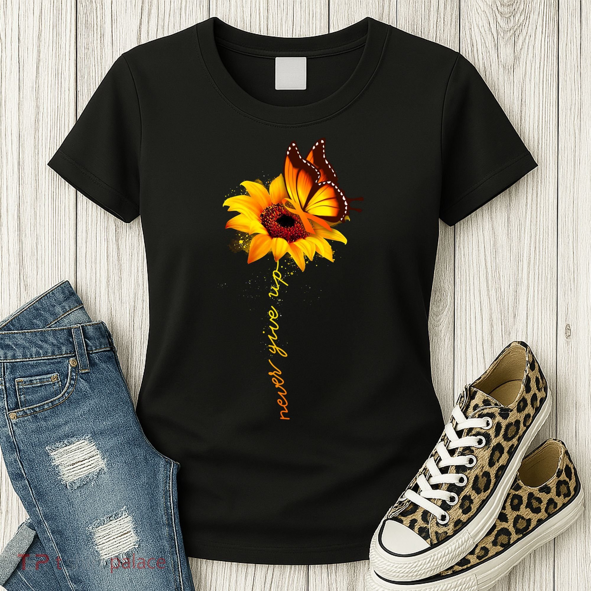 Multiple Sclerosis Awareness Sunflower Butterfly Women's T-Shirt