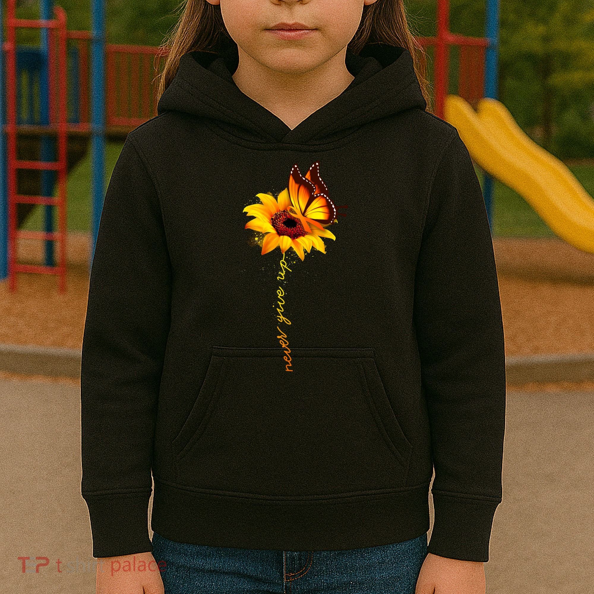 Multiple Sclerosis Awareness Sunflower Butterfly Kids Hoodie
