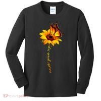 Multiple Sclerosis Awareness Sunflower Butterfly Kids Long Sleeve Shirt thumb 0