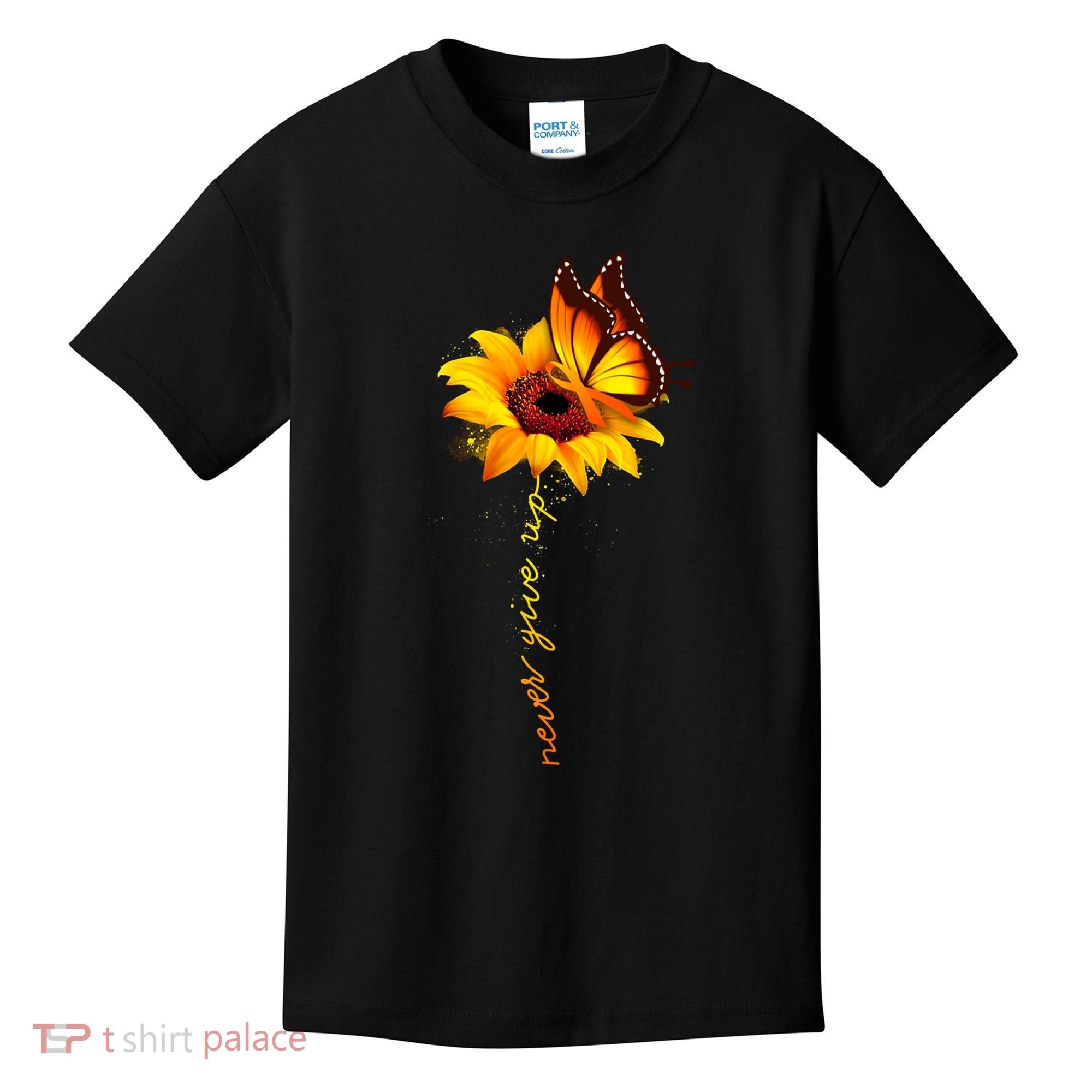 Multiple Sclerosis Awareness Sunflower Butterfly Kids T-Shirt