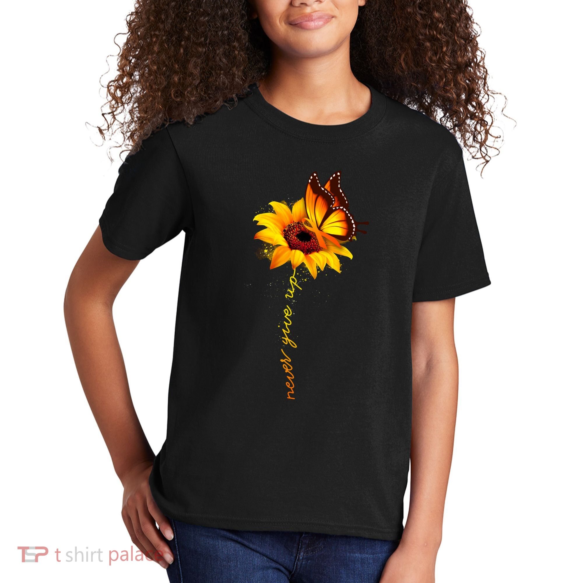 Multiple Sclerosis Awareness Sunflower Butterfly Kids T-Shirt