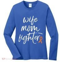 Multiple Sclerosis Awareness Orange Ribbon Wife Mom Fighter Meaningful Gift Women's Long Sleeve Shirt thumb 0