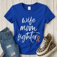 Multiple Sclerosis Awareness Orange Ribbon Wife Mom Fighter Meaningful Gift Women's T-Shirt thumb 3