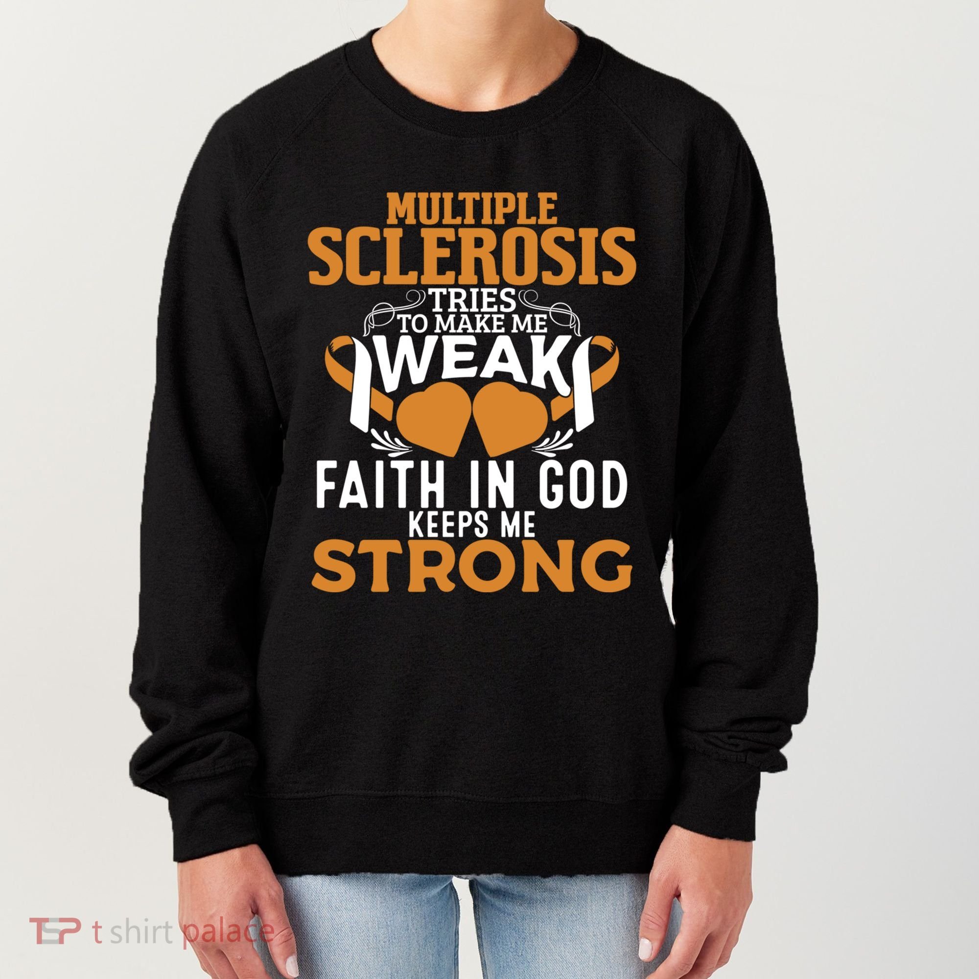 Multiple Sclerosis Awareness Orange Ribbon Funny Gift Women's Sweatshirt