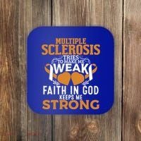 Multiple Sclerosis Awareness Orange Ribbon Funny Gift Coaster thumb 0