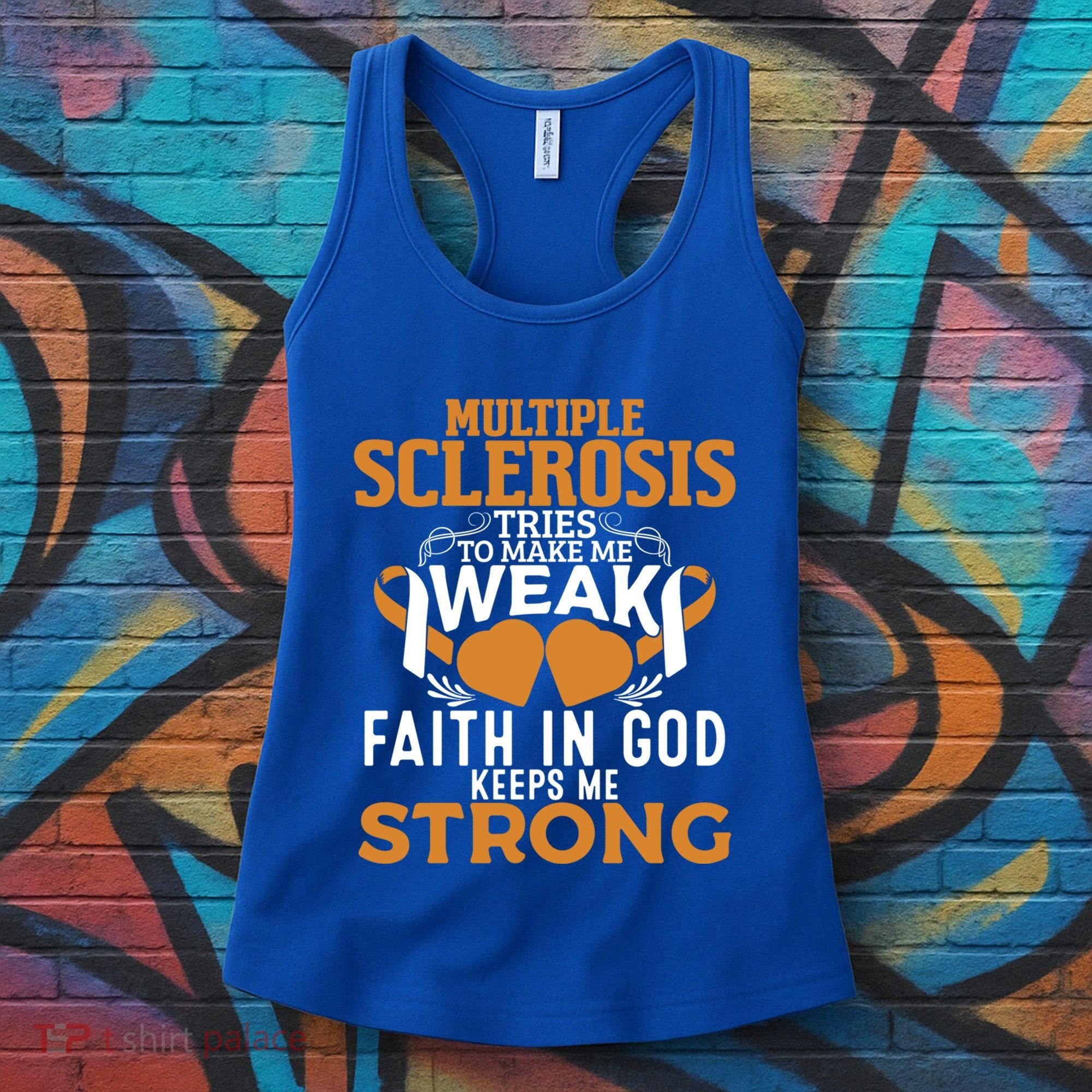 Multiple Sclerosis Awareness Orange Ribbon Funny Gift Women's Tank Top