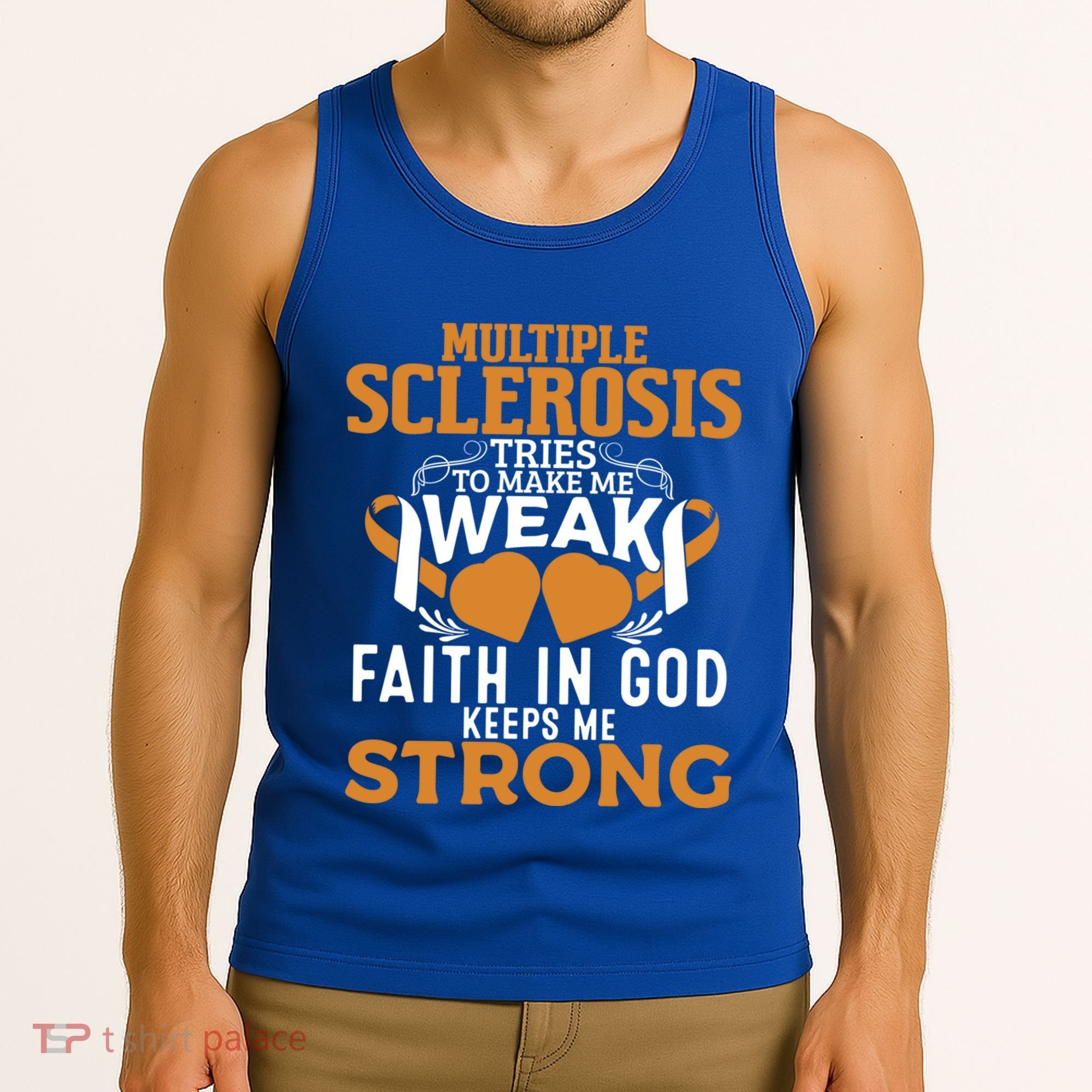Multiple Sclerosis Awareness Orange Ribbon Funny Gift Tank Top