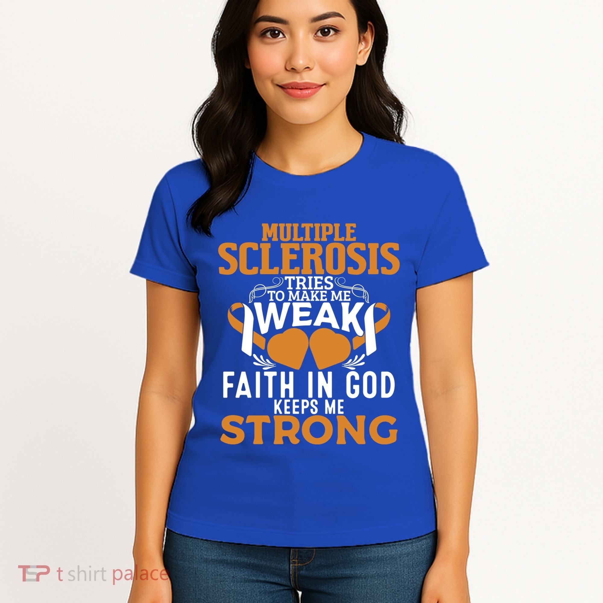 Multiple Sclerosis Awareness Orange Ribbon Funny Gift Women's T-Shirt