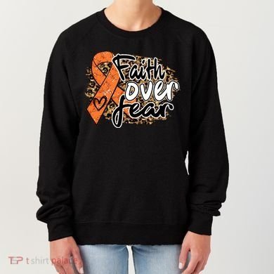 Multiple Sclerosis Awareness Ribbon Faith Over Fear Leopard Gift Women's Sweatshirt