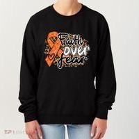 Multiple Sclerosis Awareness Ribbon Faith Over Fear Leopard Gift Women's Sweatshirt thumb 0
