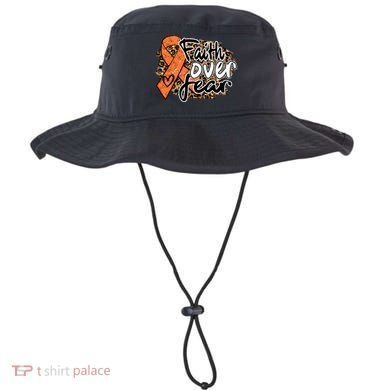 Multiple Sclerosis Awareness Ribbon Faith Over Fear Leopard Gift Bucket Hat