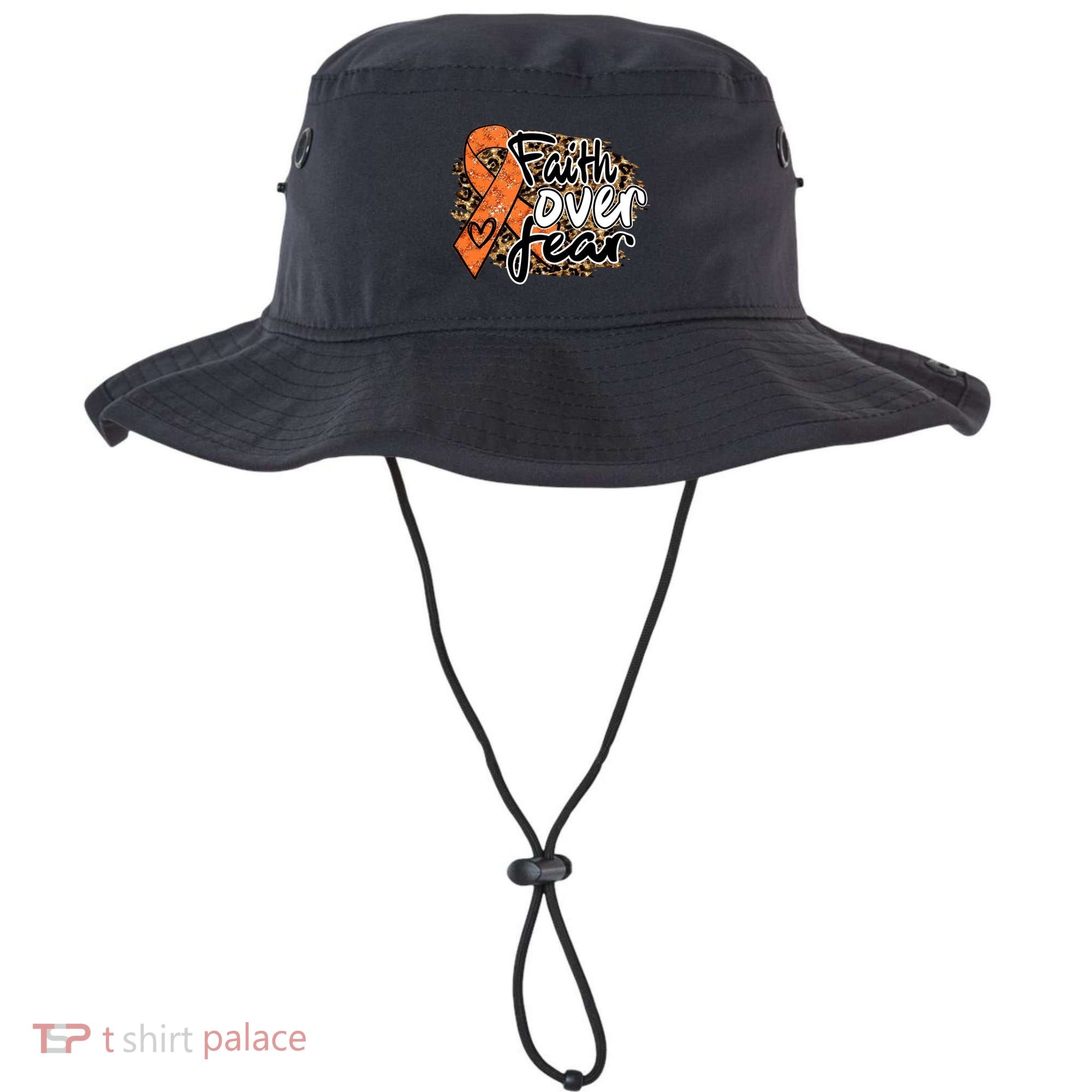 Multiple Sclerosis Awareness Ribbon Faith Over Fear Leopard Gift Bucket Hat