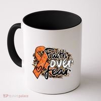 Multiple Sclerosis Awareness Ribbon Faith Over Fear Leopard Gift Coffee Mug thumb 0
