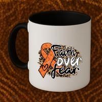 Multiple Sclerosis Awareness Ribbon Faith Over Fear Leopard Gift Coffee Mug thumb 2