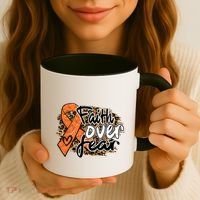 Multiple Sclerosis Awareness Ribbon Faith Over Fear Leopard Gift Coffee Mug thumb 3