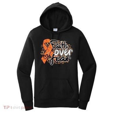 Multiple Sclerosis Awareness Ribbon Faith Over Fear Leopard Gift Women's Hoodie