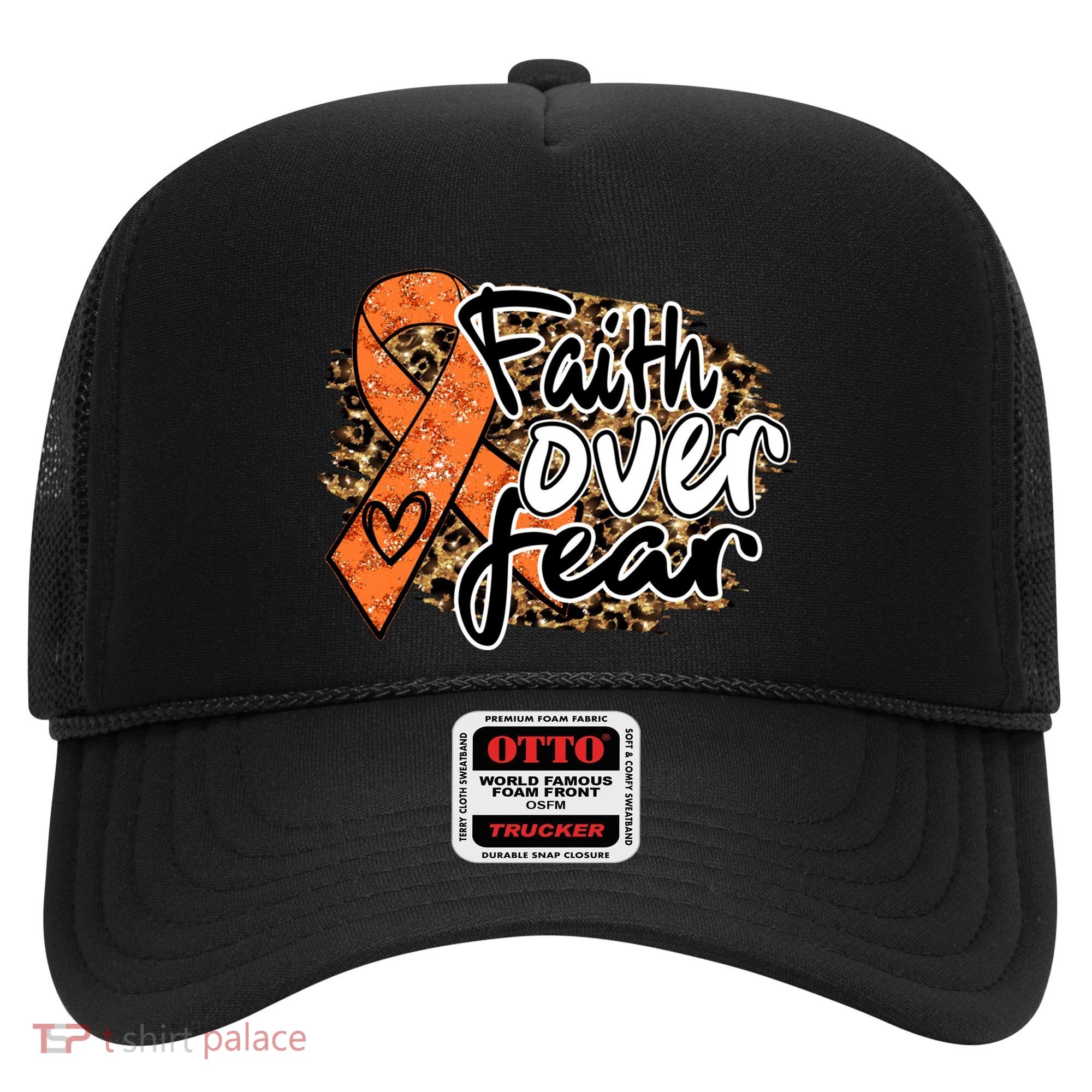 Multiple Sclerosis Awareness Ribbon Faith Over Fear Leopard Gift Hat