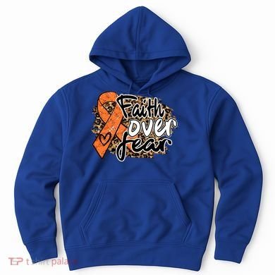 Multiple Sclerosis Awareness Ribbon Faith Over Fear Leopard Gift Hoodie