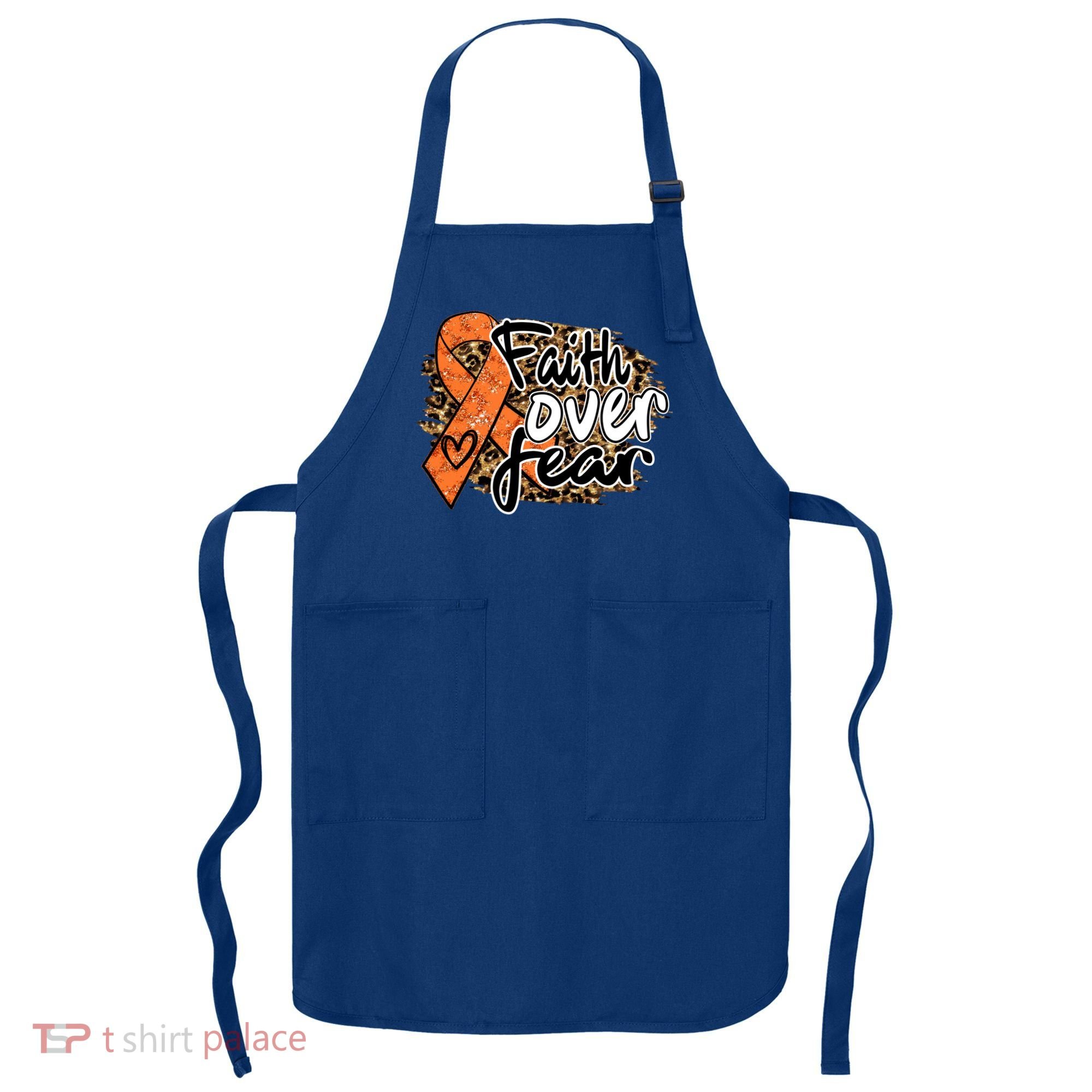 Multiple Sclerosis Awareness Ribbon Faith Over Fear Leopard Gift Apron