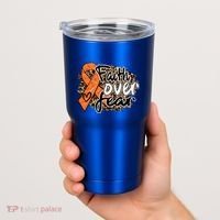 Multiple Sclerosis Awareness Ribbon Faith Over Fear Leopard Gift Tumbler thumb 2
