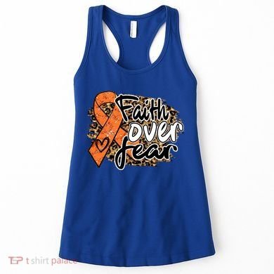 Multiple Sclerosis Awareness Ribbon Faith Over Fear Leopard Gift Women's Tank Top