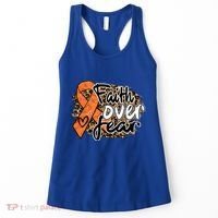Multiple Sclerosis Awareness Ribbon Faith Over Fear Leopard Gift Women's Tank Top thumb 0