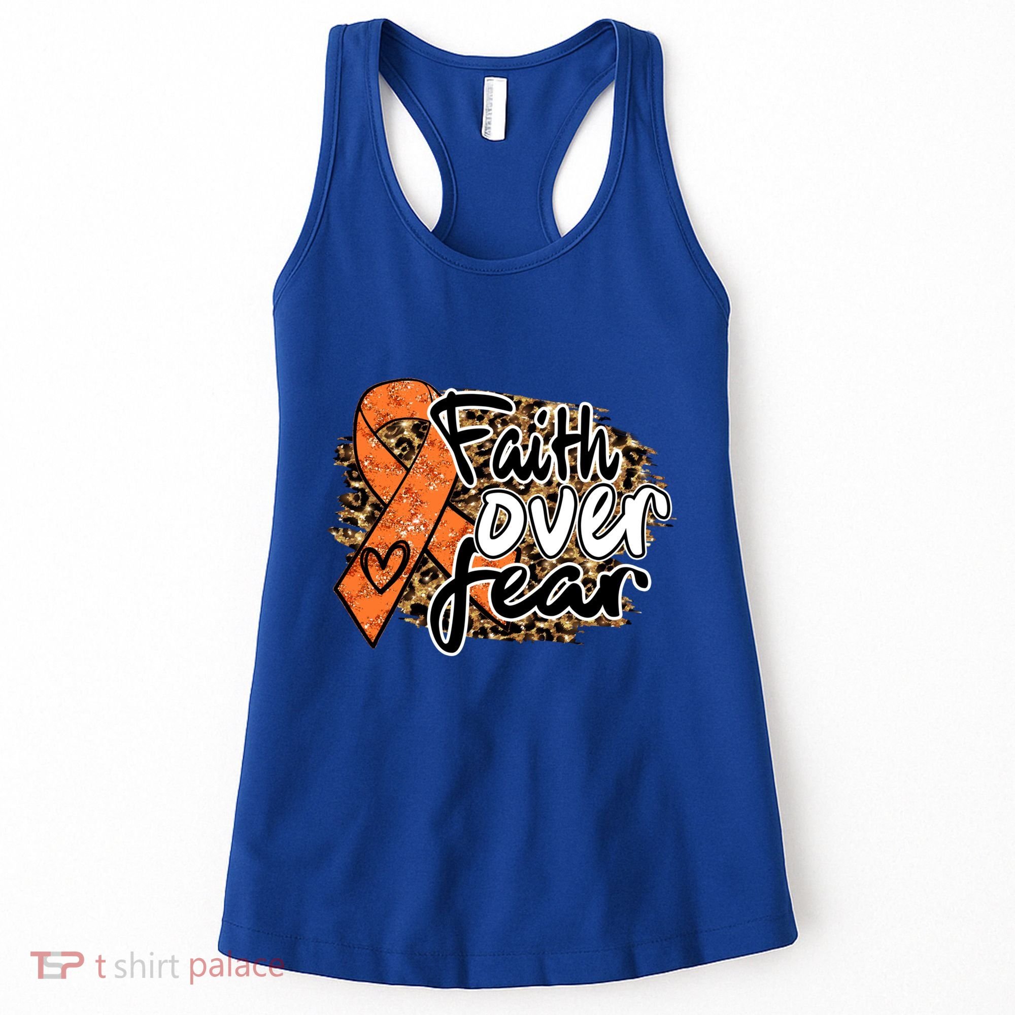 Multiple Sclerosis Awareness Ribbon Faith Over Fear Leopard Gift Women's Tank Top