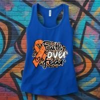 Multiple Sclerosis Awareness Ribbon Faith Over Fear Leopard Gift Women's Tank Top thumb 3