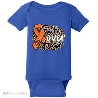 Multiple Sclerosis Awareness Ribbon Faith Over Fear Leopard Gift Baby Bodysuit thumb 0