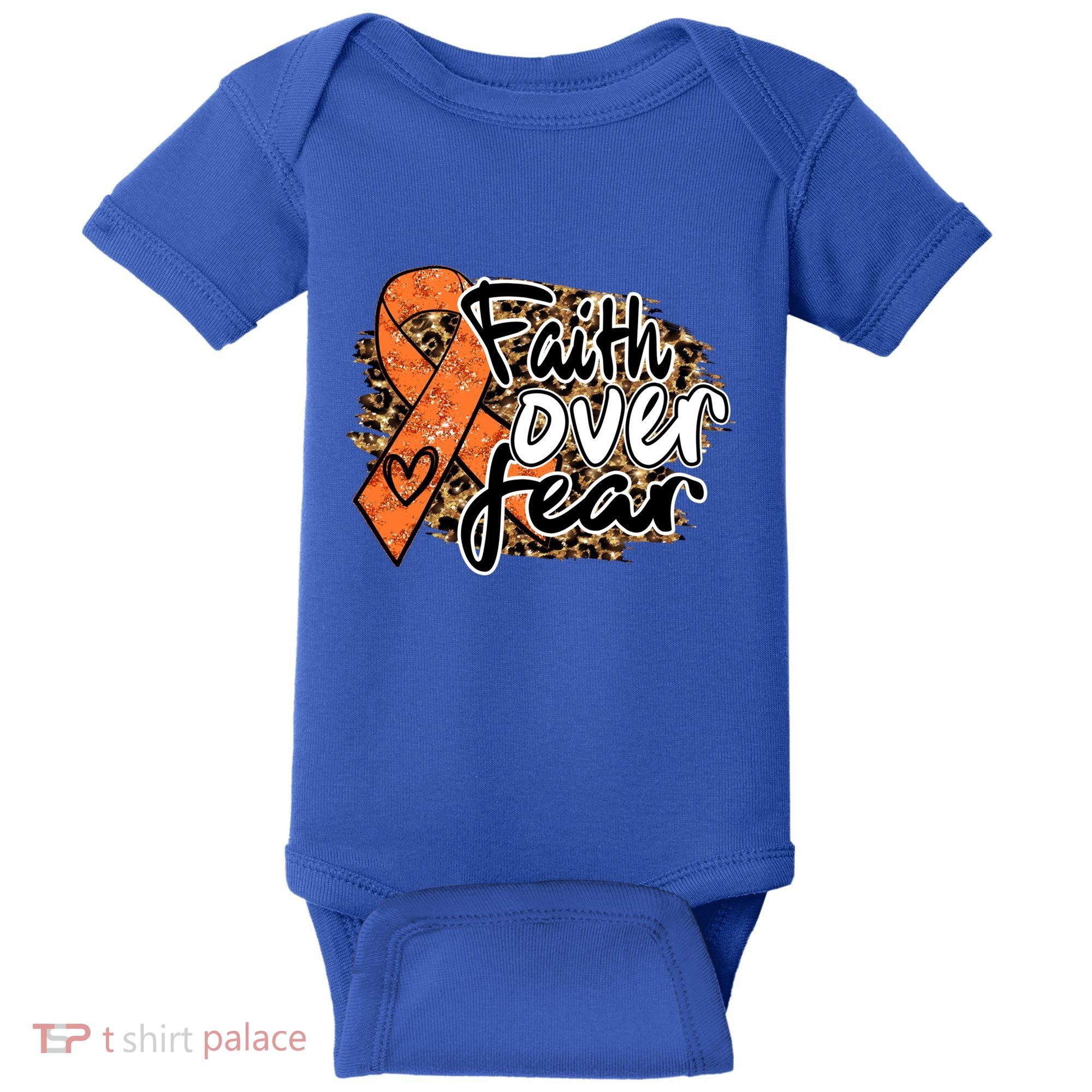 Multiple Sclerosis Awareness Ribbon Faith Over Fear Leopard Gift Baby Bodysuit