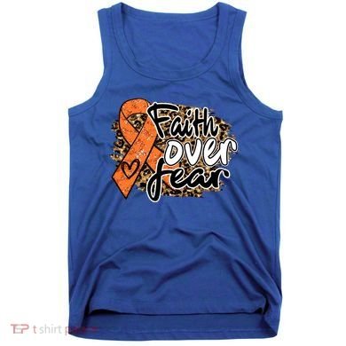 Multiple Sclerosis Awareness Ribbon Faith Over Fear Leopard Gift Tank Top