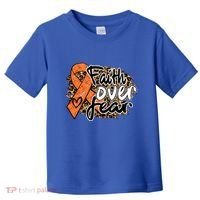 Multiple Sclerosis Awareness Ribbon Faith Over Fear Leopard Gift Toddler T-Shirt thumb 0