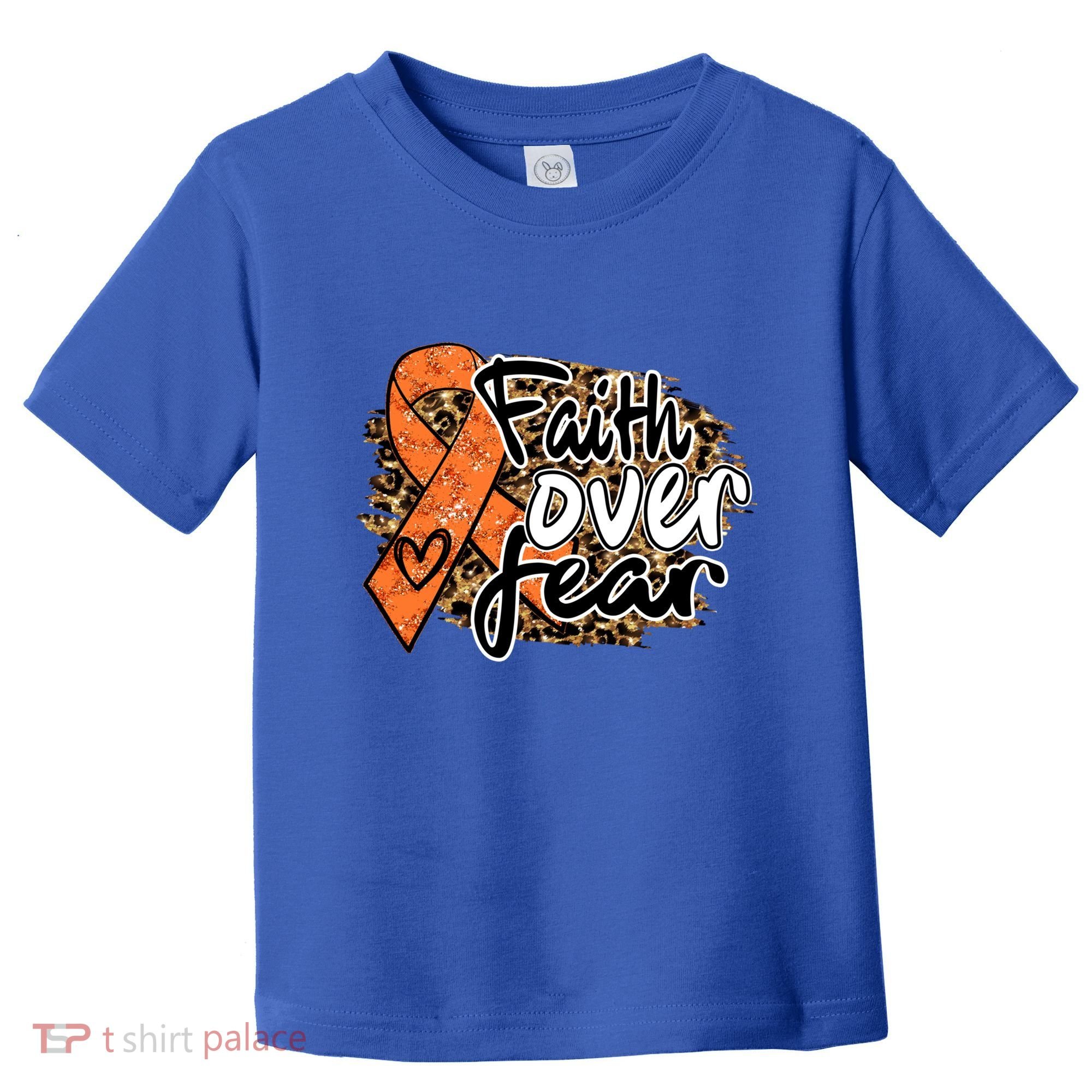 Multiple Sclerosis Awareness Ribbon Faith Over Fear Leopard Gift Toddler T-Shirt