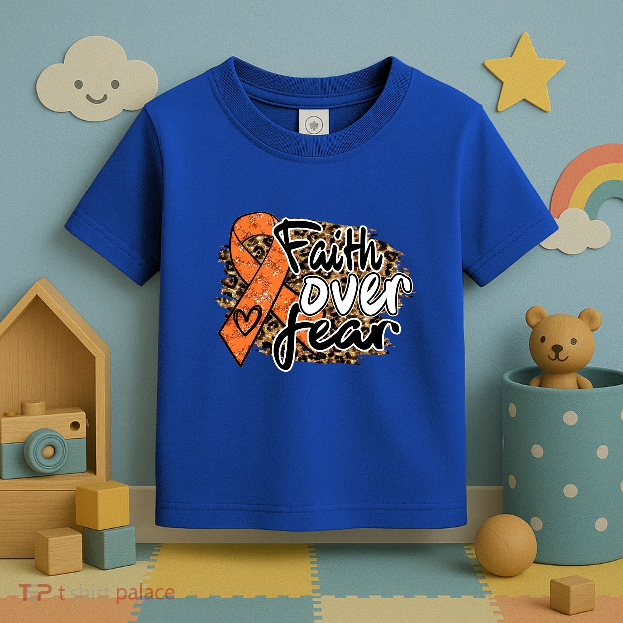 Multiple Sclerosis Awareness Ribbon Faith Over Fear Leopard Gift Toddler T-Shirt